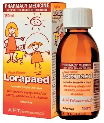 Pharmacy Best Buys Lorapaed oral liquid peach flavour 150ml offer