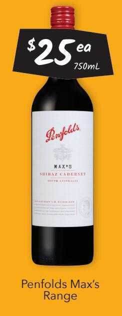 Cellarbrations Penfolds max's range offer
