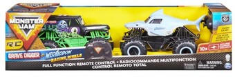 2 pack monster jam full function remote control 2.4ghz grave digger vs megalodon racing rivals