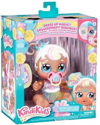 Kindi kids dress up magic mini mello unicorn baby sister face paint reveal doll