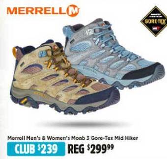 Anaconda Merrell men's & women's moab 3 gore-tex mid hiker offer