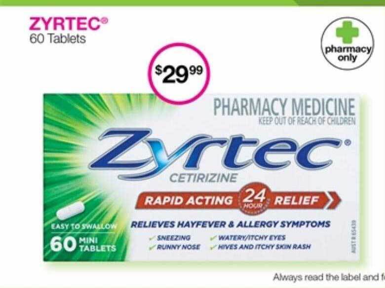 Zyrtec 60 tablets offer at Priceline