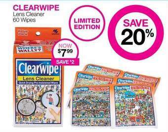 Priceline Clearwipe lens cleaner 60 wipes offer
