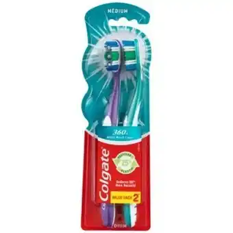 BIG W Colgate 360 whole mouth clean toothbrush 2 pack - medium offer