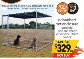 Cheap as Chips Galvanised Pet Enclosure 229x229x180cm offer