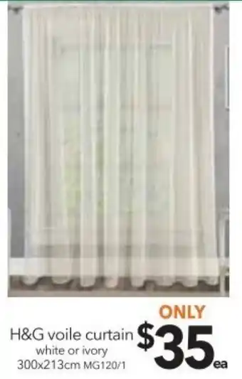 Cheap as Chips H&G Voile Curtain 300x213cm offer