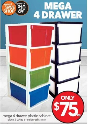 Cheap as Chips Mega 4 Drawer Plastic Cabinet offer