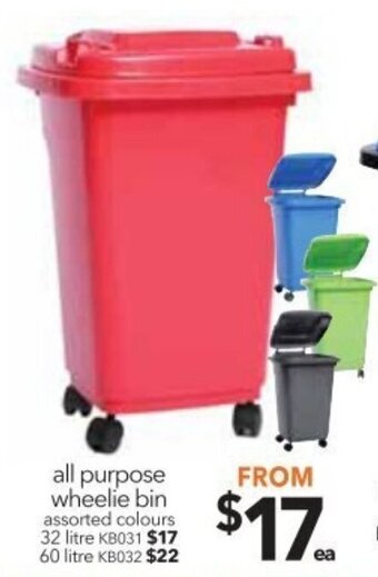 Cheap as Chips All Purpose Wheelie Bin 32 Litre offer