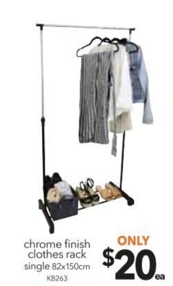 Chrome Finish Clothes Rack Single 82x150cm