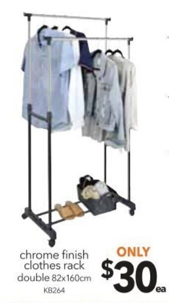 Cheap as Chips Chrome Finish Clothes Rack Double 82x160cm offer