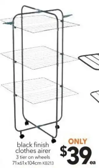 Cheap as Chips Black Finish Clothes Airer 71x61x104cm offer
