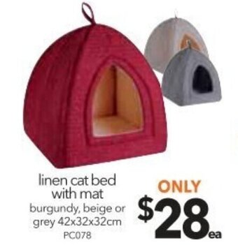 Cheap as Chips Linen Cat Bed With Mat 42x32x32cm offer
