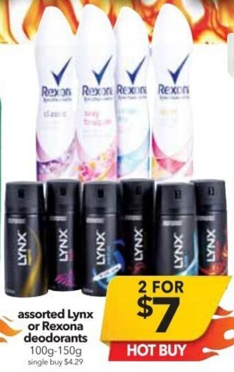 Cheap as Chips Assorted Lynx or Rexona Deodorants offer