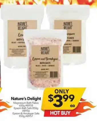 Natures's Delight Magnesium Bath Flakes 650g, Epsom Bath Salts 850g, Epsom & Himalayan Salts 850g