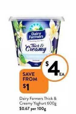 Foodworks Dairy farmers thick & creamy yoghurt offer