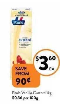 Foodworks Pauls vanilla custard offer