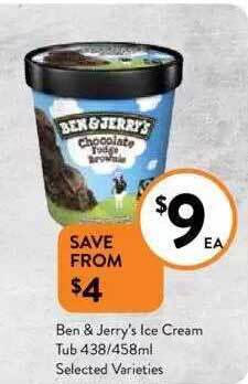 Foodworks Ben & jerry's ice cream tub offer