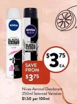 Foodworks Nivea aerosol deodorant offer