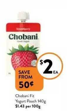 Foodworks Chobani fit yogurt pouch offer