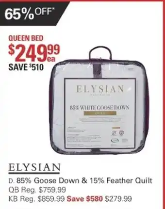 Harris Scarfe Elysian 85% Goose Down & 15% Feather Quilt (Queen Size) offer