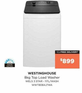 Bing Lee Westinghouse 8 kg top load washer offer