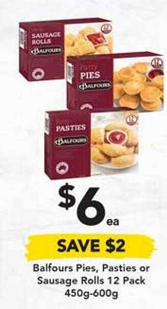 Drakes Balfours pies, pasties or sausage rolls offer
