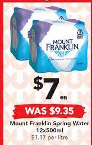 Drakes Mount franklin spring water offer