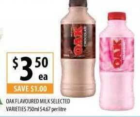 Supabarn Oak flavoured milk offer