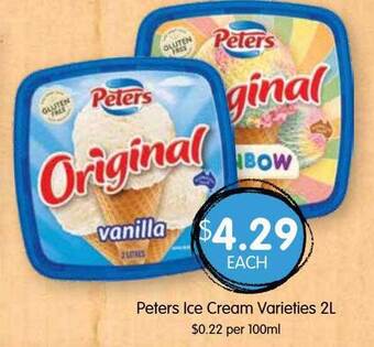 Spudshed Peters ice cream varieties offer