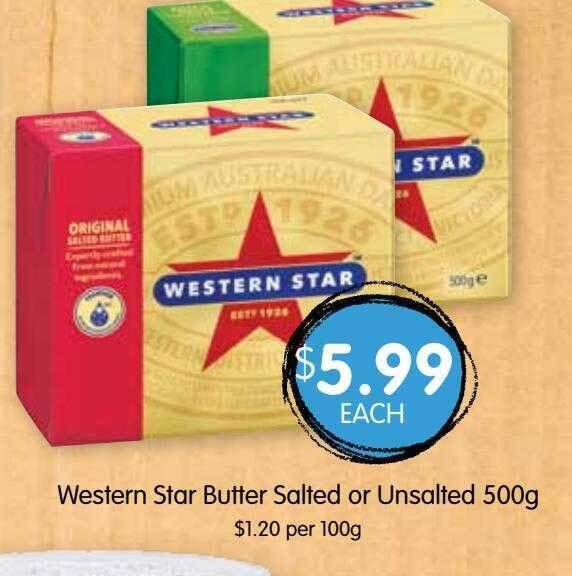 Western star butter salted or unsalted offer at Spudshed