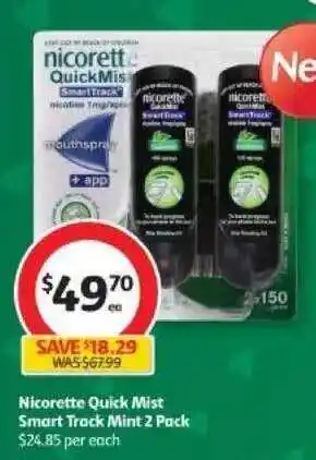 Coles Nicorette quick mist smart track mint 2 pack offer