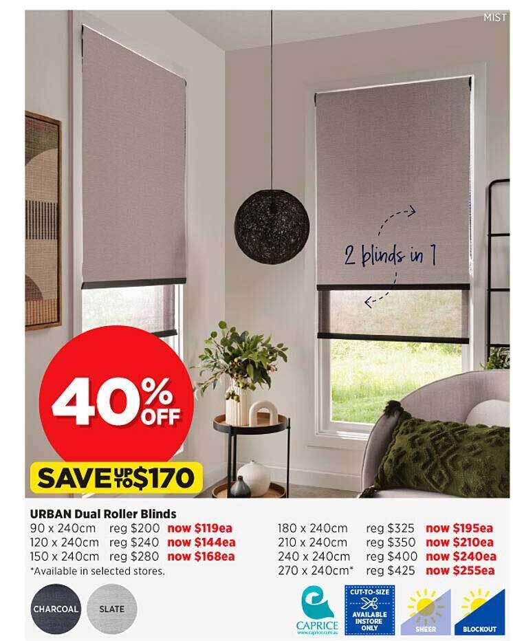 Urban dual roller blinds offer at Spotlight