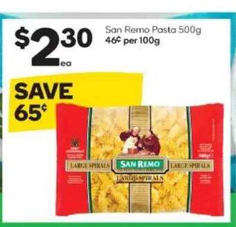 Woolworths San remo pasta offer