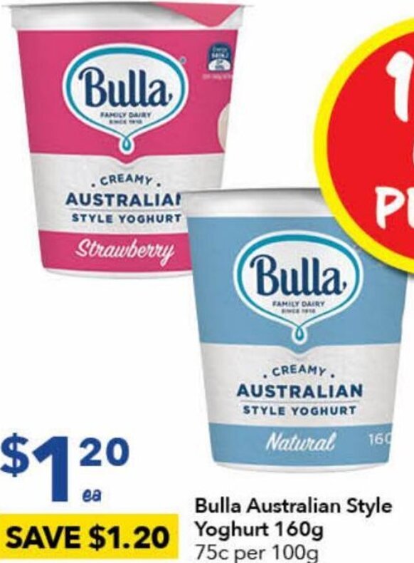 Bulla Australian Style Yoghurt 160g offer at Ritchies