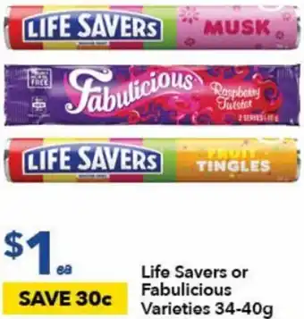 Ritchies Life Savers or Fabulicious 34-40g offer