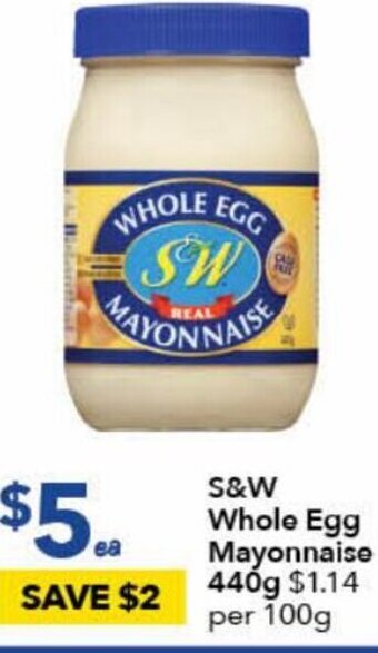 Ritchies S&W Whole Egg Mayonnaise 440g offer