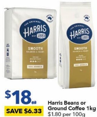 Harris Beans or Ground Coffee 1kg