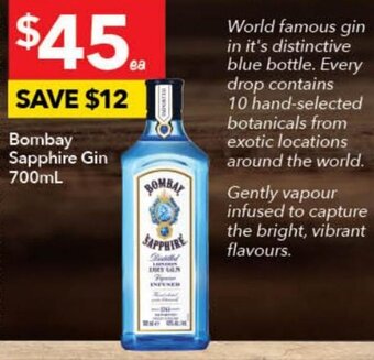 Ritchies Bombay Sapphire Gin 700ml offer