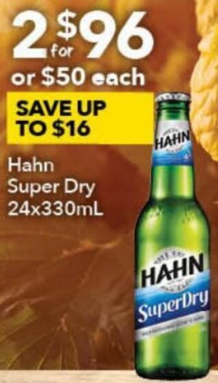 Ritchies Hahn Super Dry 24x330ml offer