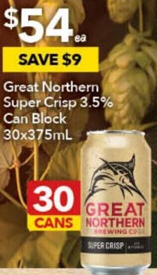 Ritchies Great Northern Super Crisp 3.5% Can Block 30x375ml offer