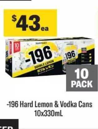 Liquorland -196 hard lemon & vodka cans 10 offer