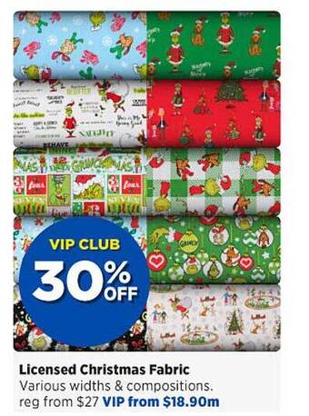 Spotlight Licensed christmas fabric offer