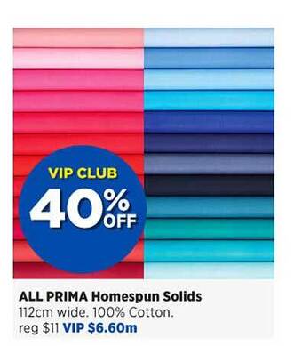 Spotlight All prima homespun solids offer