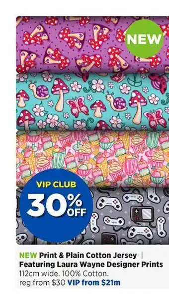 Spotlight Print & plain cotton jersey featuring laura wayne designer prints offer