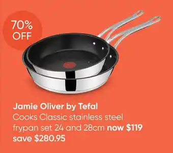 Myer Jamie oliver by tefal cooks classic stainless steel frypan set 24 and 28cm offer
