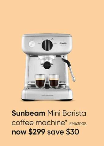 Myer Sunbeam mini barista coffee machine offer