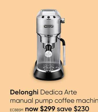 Myer Delonghi dedica arte manual pump coffee machine offer