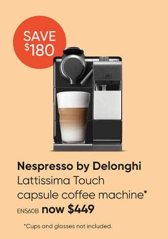 Myer Nespresso by delonghi lattissima touch capsule coffee machine offer