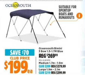 Anaconda Oceansouth bimini 3 bow 1.5-1.7m blue offer