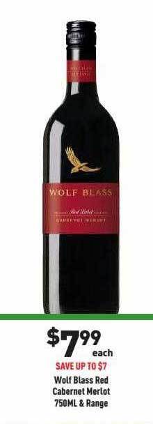 Liquor Legends Wolf blass red cabernet merlot & range offer